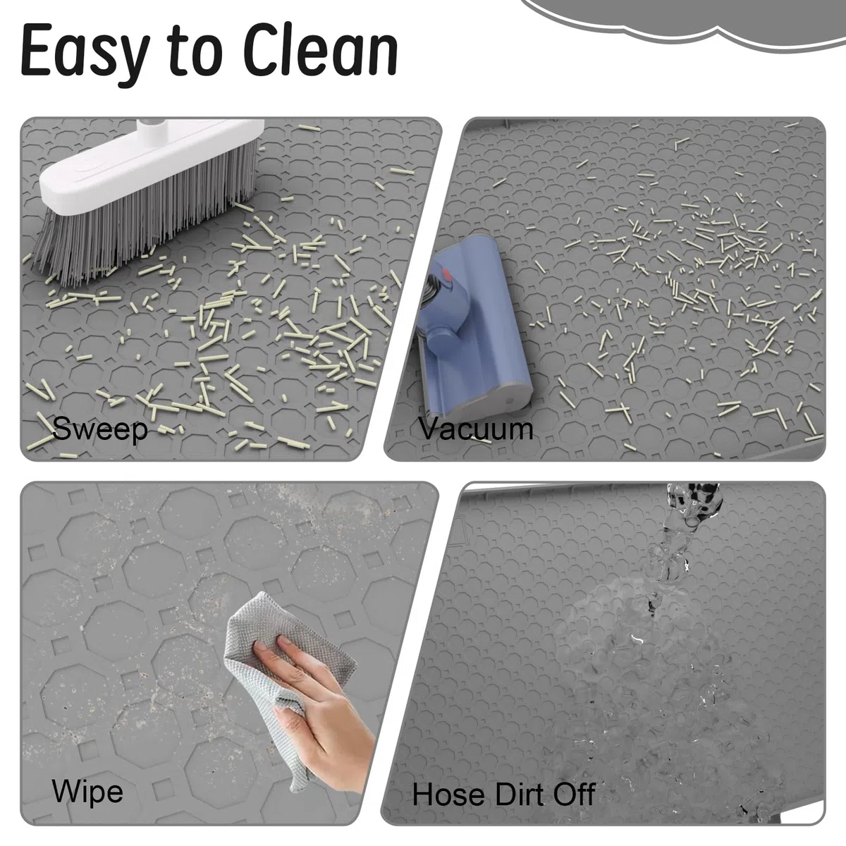 Tappetino in silicone per lettiera per gatti grande 86cm x 56cm,tappetino per gatti per lettiera, antiscivolo e impermeabile, bordi rialzati