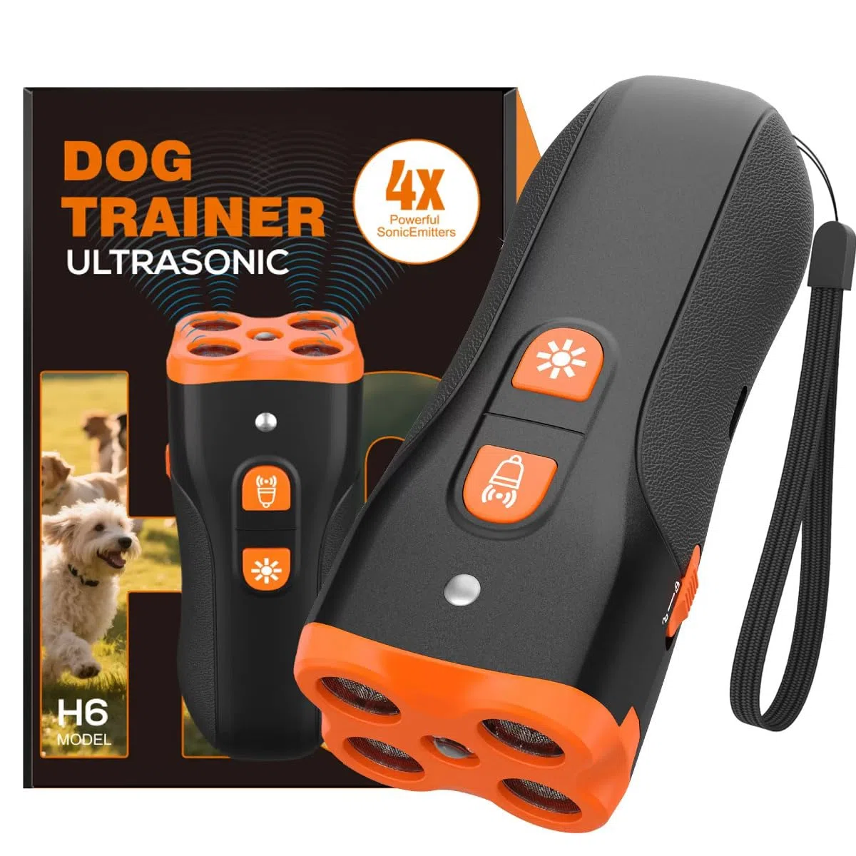 Dispositivo Antabbaiati per Cani, Dispositivo Sicuro a Ultrasuoni per Controllare l'Abbaiare, Addestratore Canino Ricaricabile Rapido e Portatile, Silenziatore Efficace per Interno Esterno (Orange)