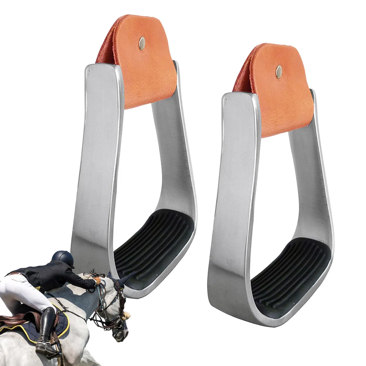 Staffe Stile Western,Attrezzatura Equestre in Alluminio Imbottita - Staffe Ad Alta Resistenza,Per Box Stalla Pascolo Fattoria Ranch Lavoro Addestramento Competizione Escursione Equitazione