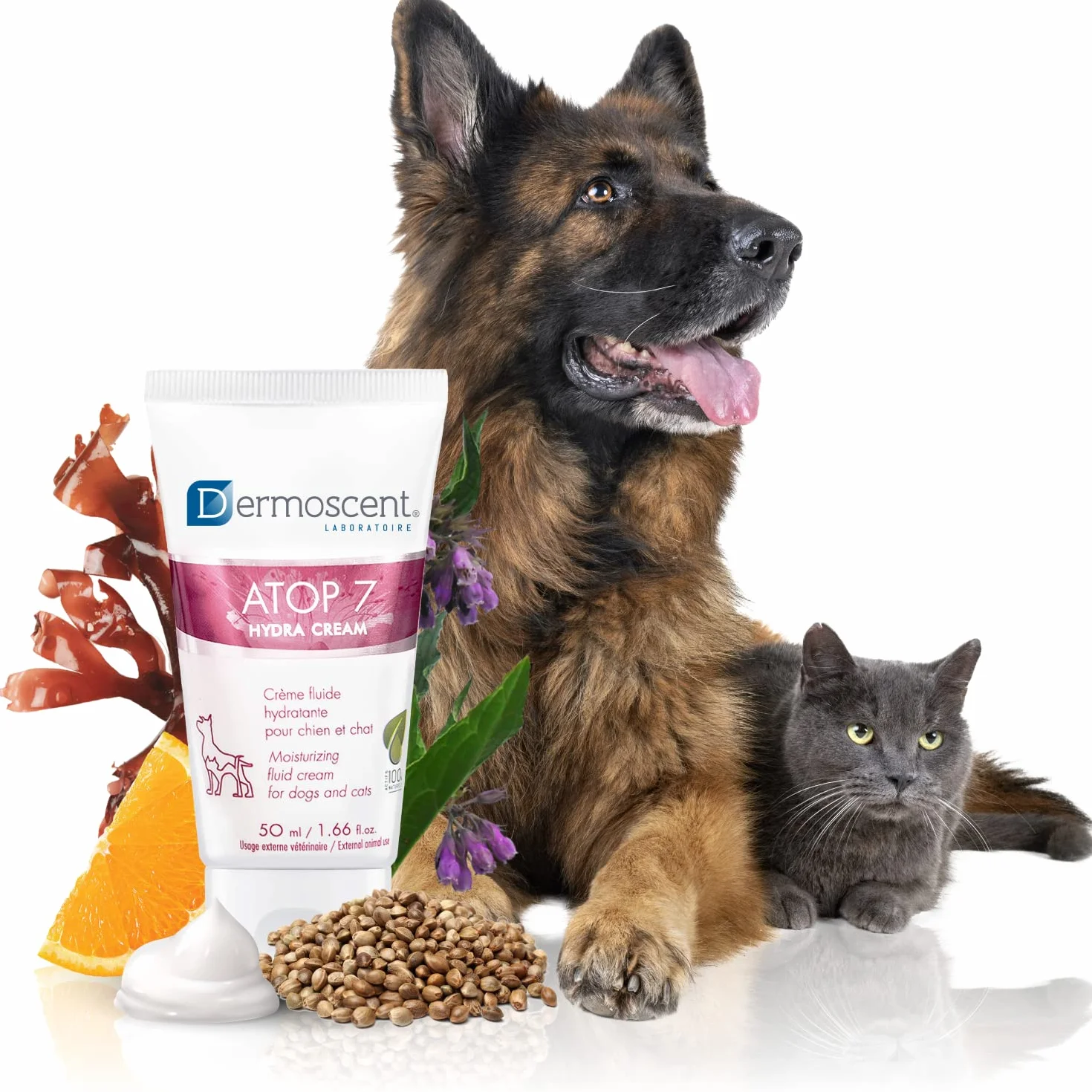 Dermoscent ATOP 7 Hydra Cream per cani e gatti per alleviare il prurito della pelle secca e soggetta ad allergie - Formulato dal dermatologo veterinario - 50 ml / 1,66 fl. oncia.