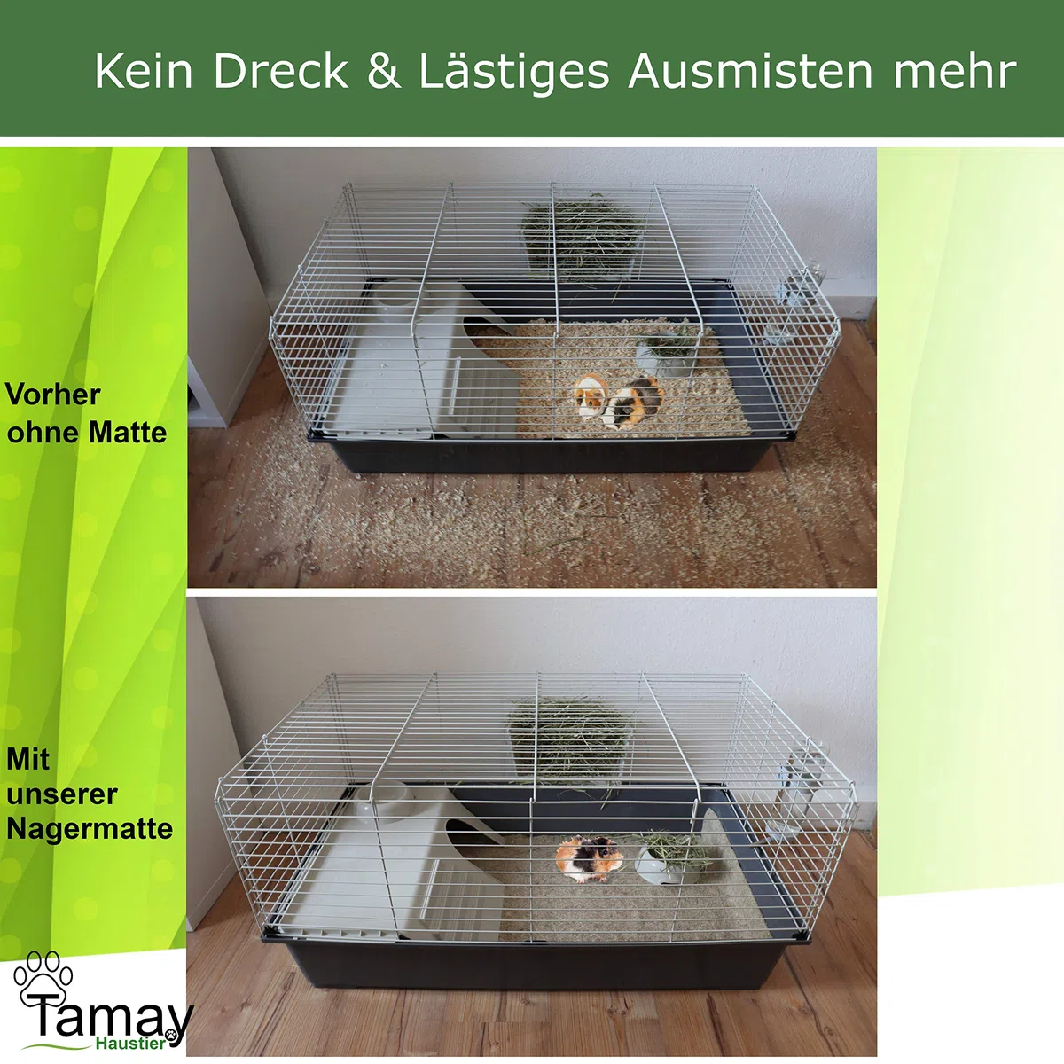 Tamay, tappetini per roditori in 100% canapa, 100 x 50 cm, tappeto premium per roditori come gabbia senza polvere, per conigli, porcellini d'india, piccoli animali – Tappetino di canapa naturale per