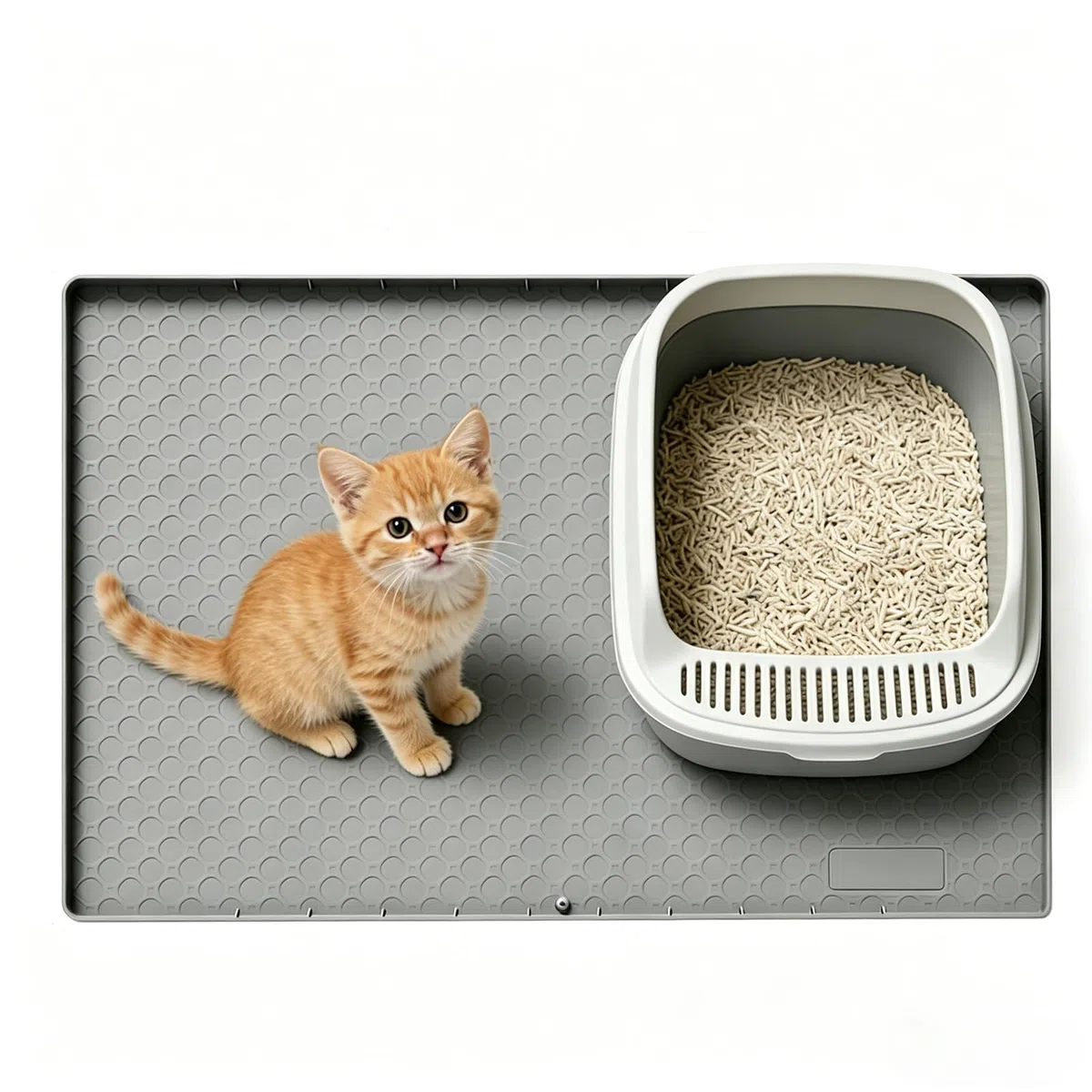 Tappetino Lettiera Gatto Silicone, 86x56 cm Tappetino per Lettiera per Gatti a Nido D'ape, XL Grande Cat Litter Mat, Multiuso, Impermeabile, Antiscivolo, Facile da Pulire (Grigio)