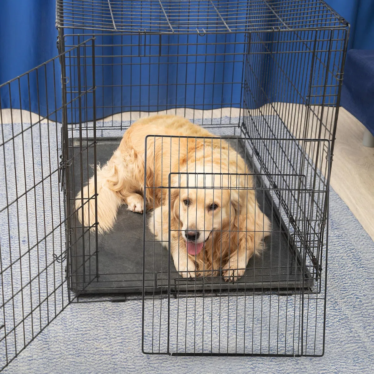 SMASOLO Porta per Gabbia Animali Domestici in Rete Resistente 45x35 Cm con Cancello Integrato, Recinzione Modulare per Cuccia Cani e Gatti, Adatta per Uso Interno ed Esterno