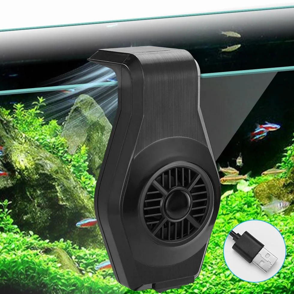 MiOYOOW Mini Refrigeratore per Acquari, Piccolo Ventole di Raffreddamento con Ampia Uscita dell'Aria, USB Ventilatore per Acquario per Acqua Dolce e Salata