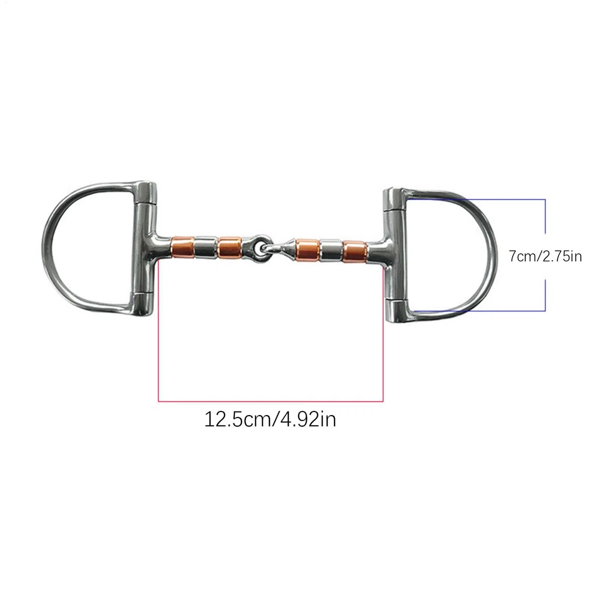 Morso per cavallo con anello a D - Morso per filetto per cavallo in acciaio inossidabile | Filetto con bocca in rame con snodo singolo, filetto professionale con anello a D per allenamento ed equitazi