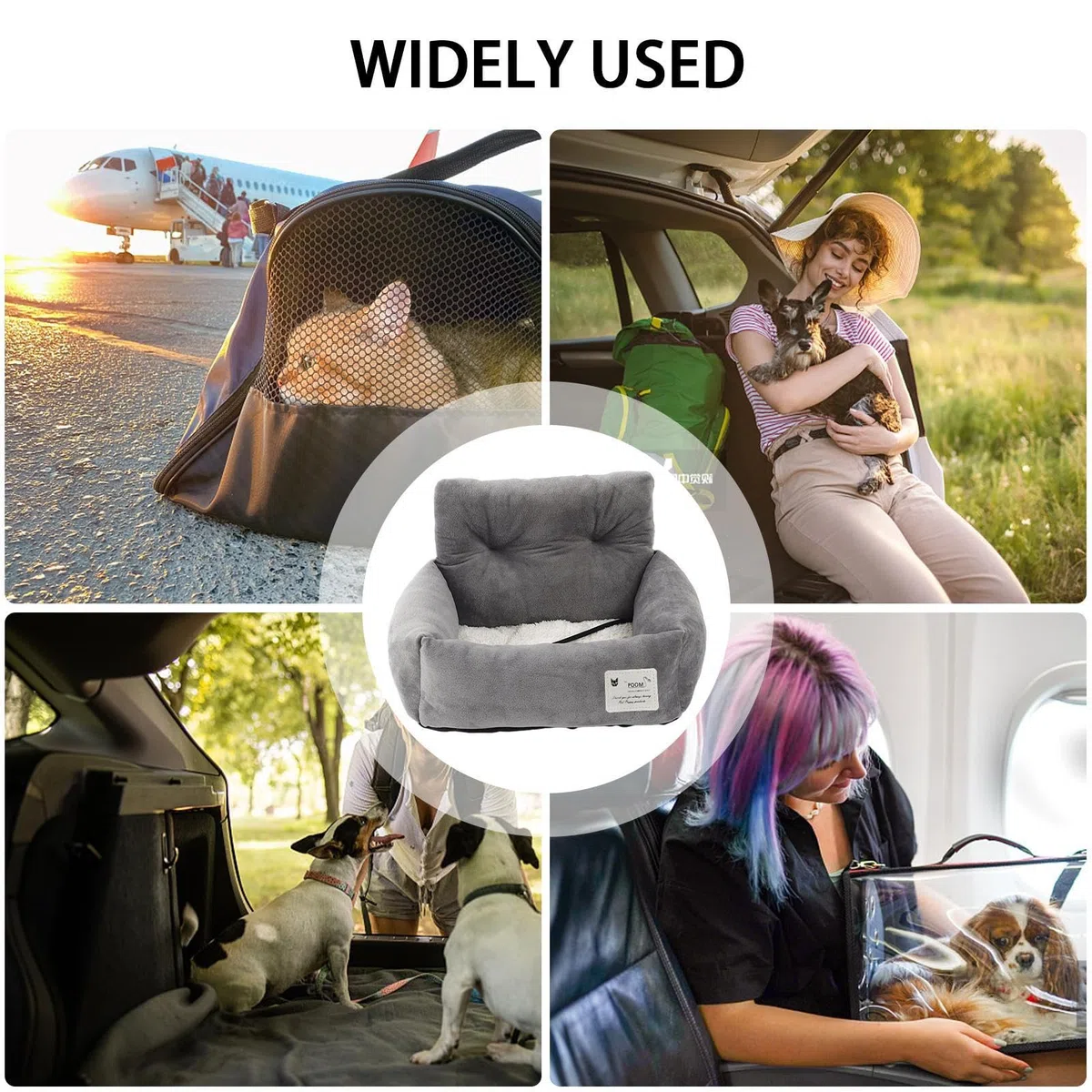 Seggiolino auto per cani | Sedile rialzato da viaggio con maniglia - Seggiolino auto di sicurezza cani, lettino per auto a doppio uso per auto e casa, lettino da viaggio per animali di piccola e m