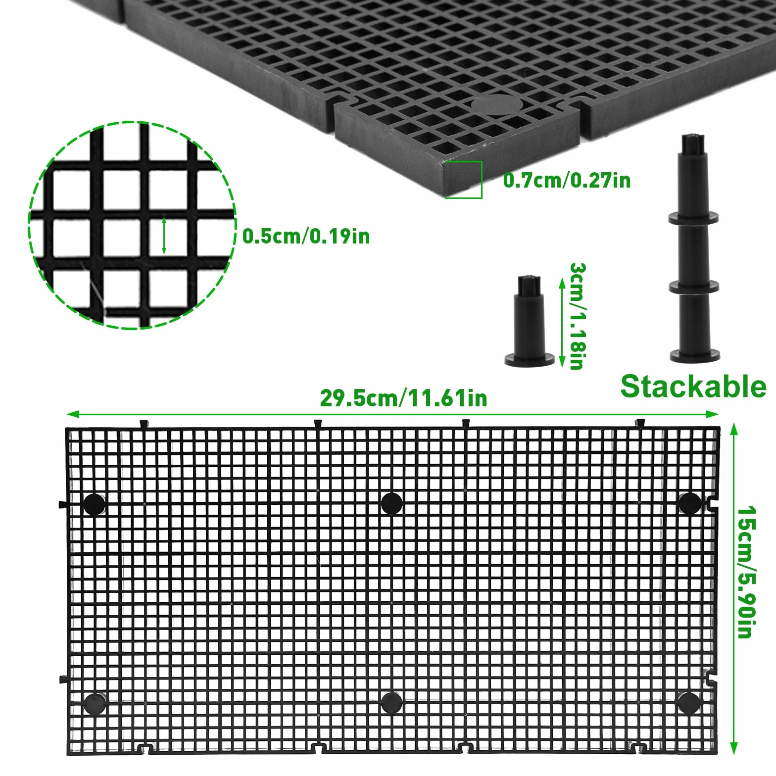 LINLAN 8Pcs Griglia in plastico alta densità per acquari con 48 supporti, Divisore per acquari e griglia modulare per filtraggio fai-da-te e protezione del fondo in acquascaping