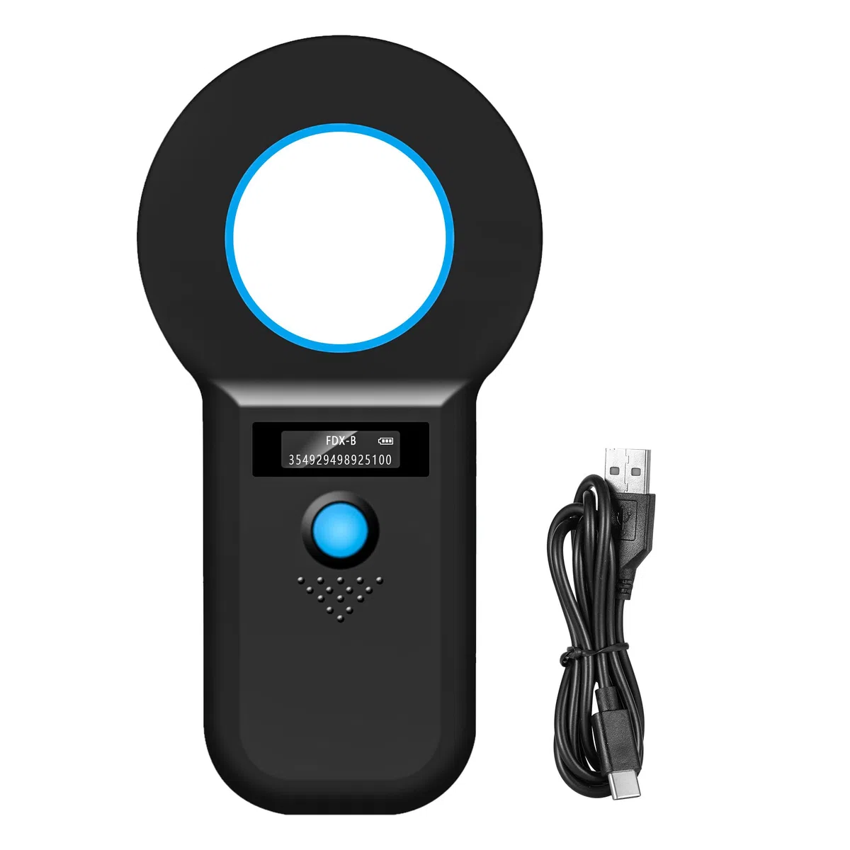 Lettore Microchip Cani Bluetooth Lettore Microchip per Animali lettore di id per animali domestici EMID, FDX-B(ISO 11784/11785)，Scanner Chip con Lettore RFID Portatile 128 Tag