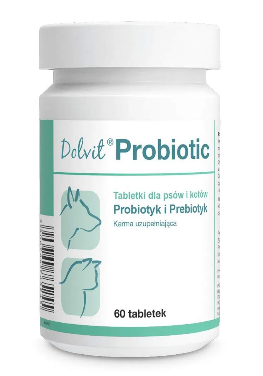 DOLFOS Dolvit Probiotic 60 Compresse Probiotico e Prebiotico per Cani/Gatto per il corretto funzionamento del tratto gastrointestinale, ripristinando la flora intestinale naturale