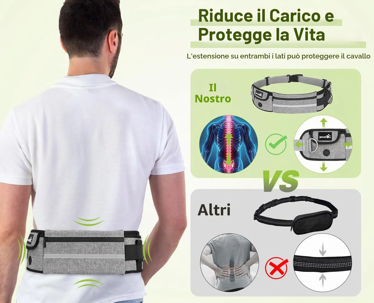Pecute Guinzaglio Mani Libere per Cani,Guinzaglio per Cani, Camminata, Allenamento, Escursionismo, Cintura in Vita Regolabile e Custodia per l'acqua, per Corsa, Jogging, Grigio Chiaro