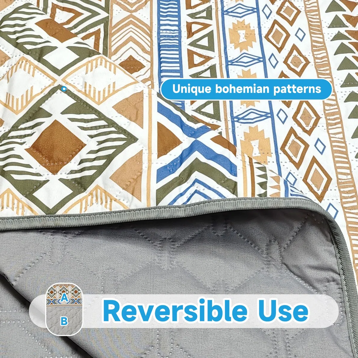 Coperta per cani impermeabile al 100% su due lati, coperta per animali da letto per cani bohémien, protezione per mobili del divano per i bambini, gatto, cucciolo, lavabile e reversibile