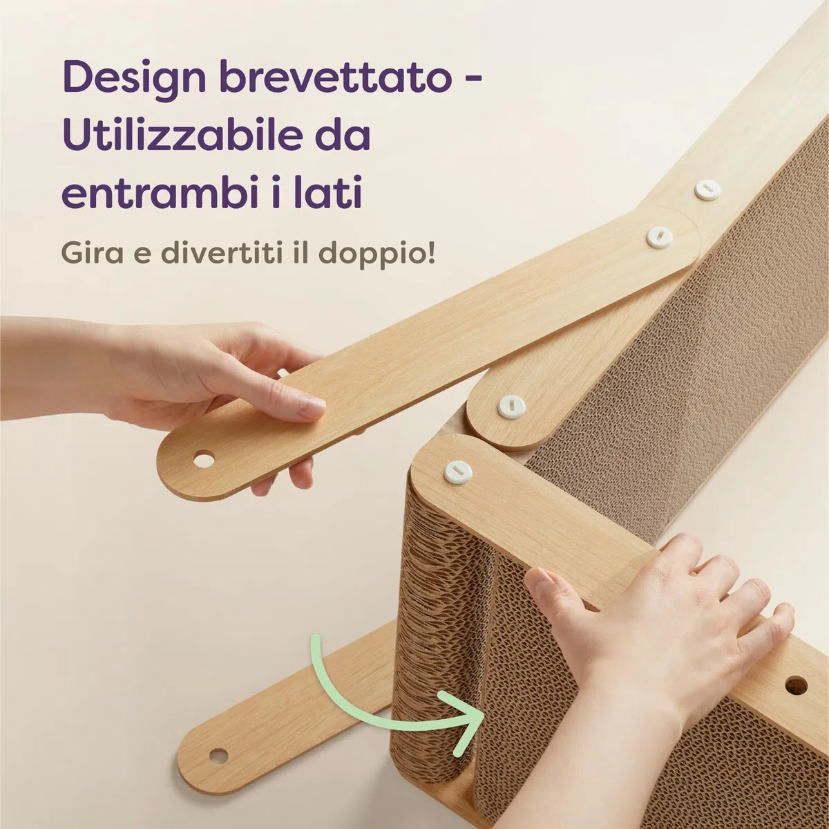 Knupis Tiragraffi Gatto Grande 68 cm - Particolarmente Resistente per la Cura Degli artigli Gattini - Facile da montare - Protezione per divano e parete - Design reversibile a Forma di L
