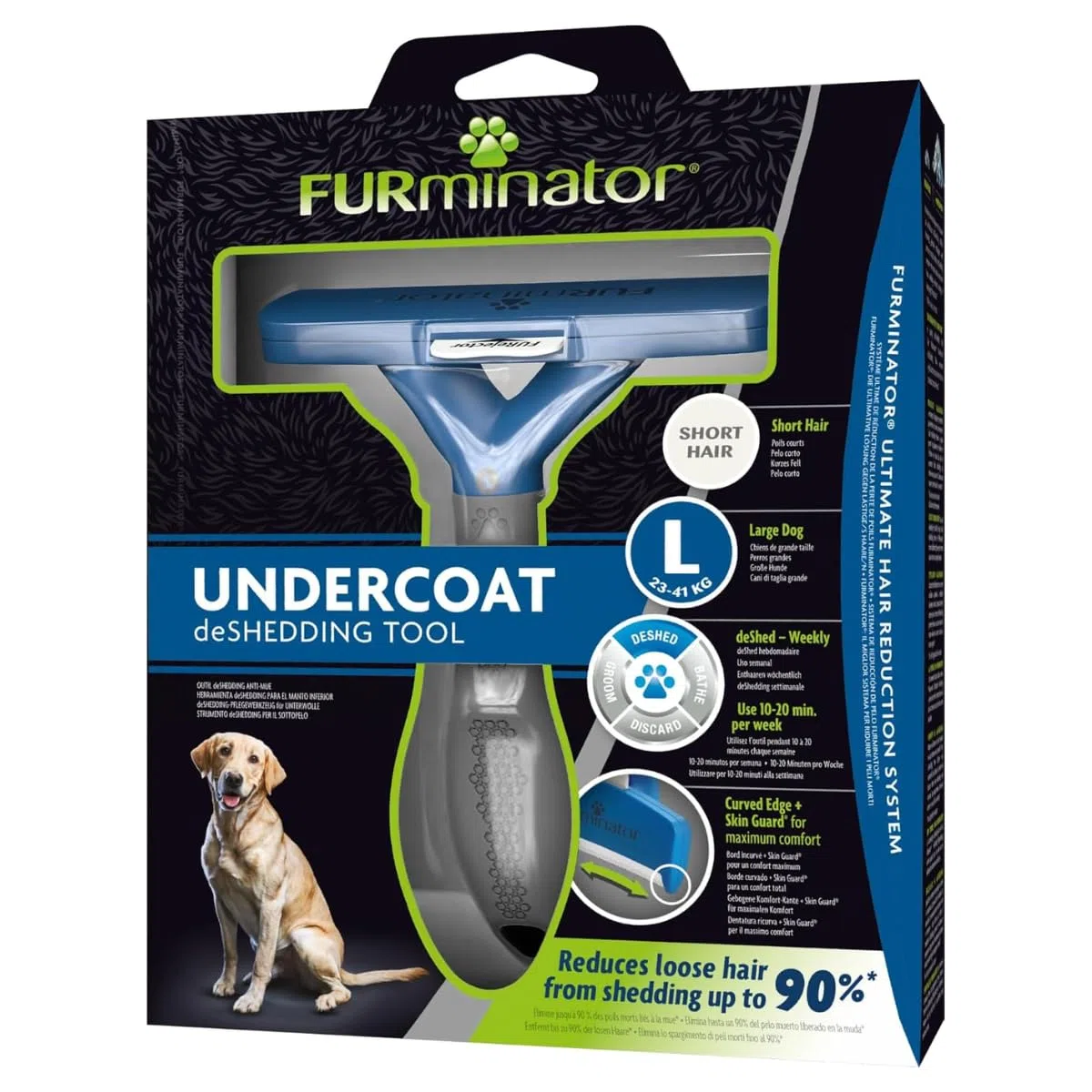 Furminator deShedding Tool Taglia L per Cani a Pelo Corto - Spazzola per Cani di grossa taglia per rimuovere il sottopelo - Design migliorato