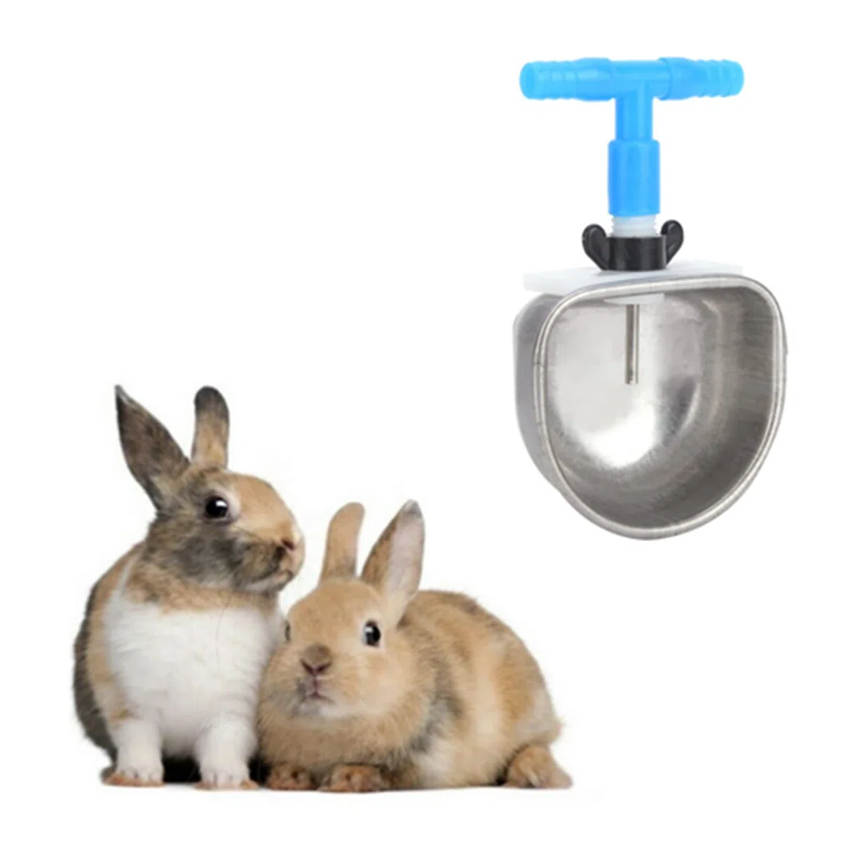 10 Set Bevitore di Coniglio in Acciaio Inossidabile, Distributore di Acqua per Conigli Ciotola per Acqua Potabile Bevitore di Coniglio Automatico Rimovibile Appeso Gabbia per (T-shirt siamese)