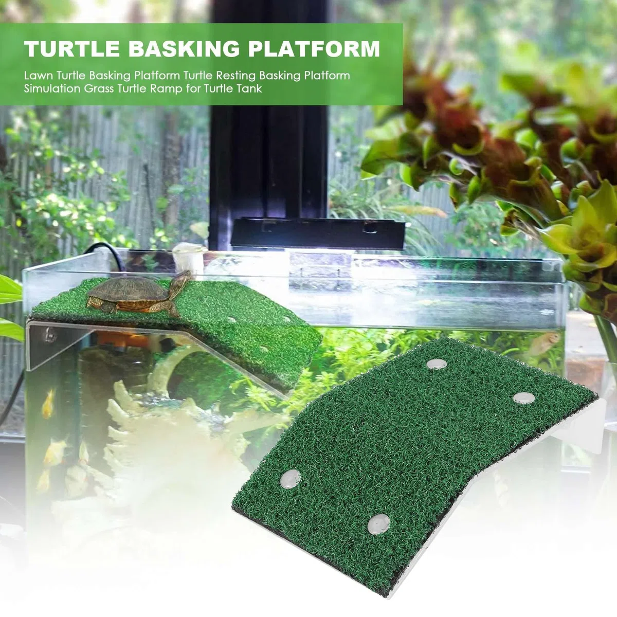 Lawn Turtle Basking Platform Turtle Resting Basking Platform, Simulazione Tartaruga Rampa per Turtle Tank, Reptile M