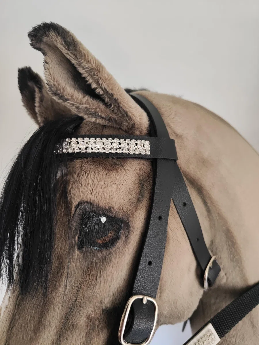 Briglia per hobby horse, finimenti imbottiti bianchi inclusi redini, accessori per hobbyhorsing, senza cavallo