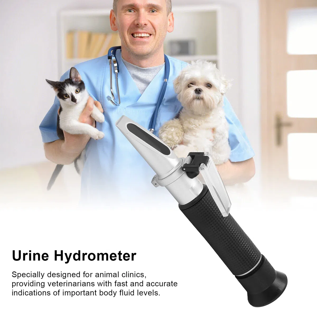Fockety Rifrattometro per Cani e Gatti, rifrattometro a gravità specifica delle Urine per Animali veterinari, rifrattometro clinico per Animali per la gravità specifica del Sangue