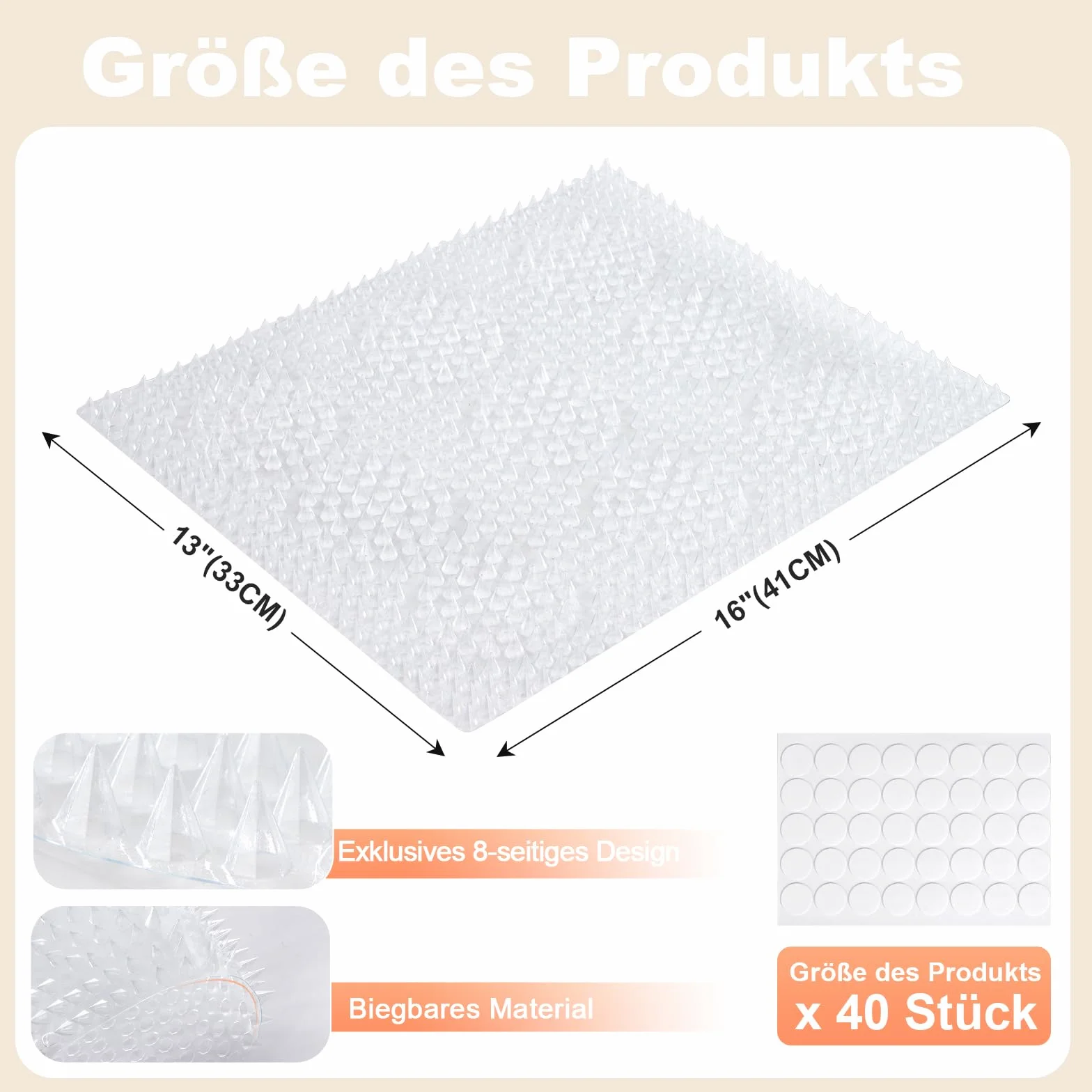 Uross Tappeto protettivo per gatti(10 pezzi) 41 x 33 cm quadrati - tappetino per con punte in plastica da 2,5 cm, tappetino protettivo per, di addestramento dissuasivo per gatti