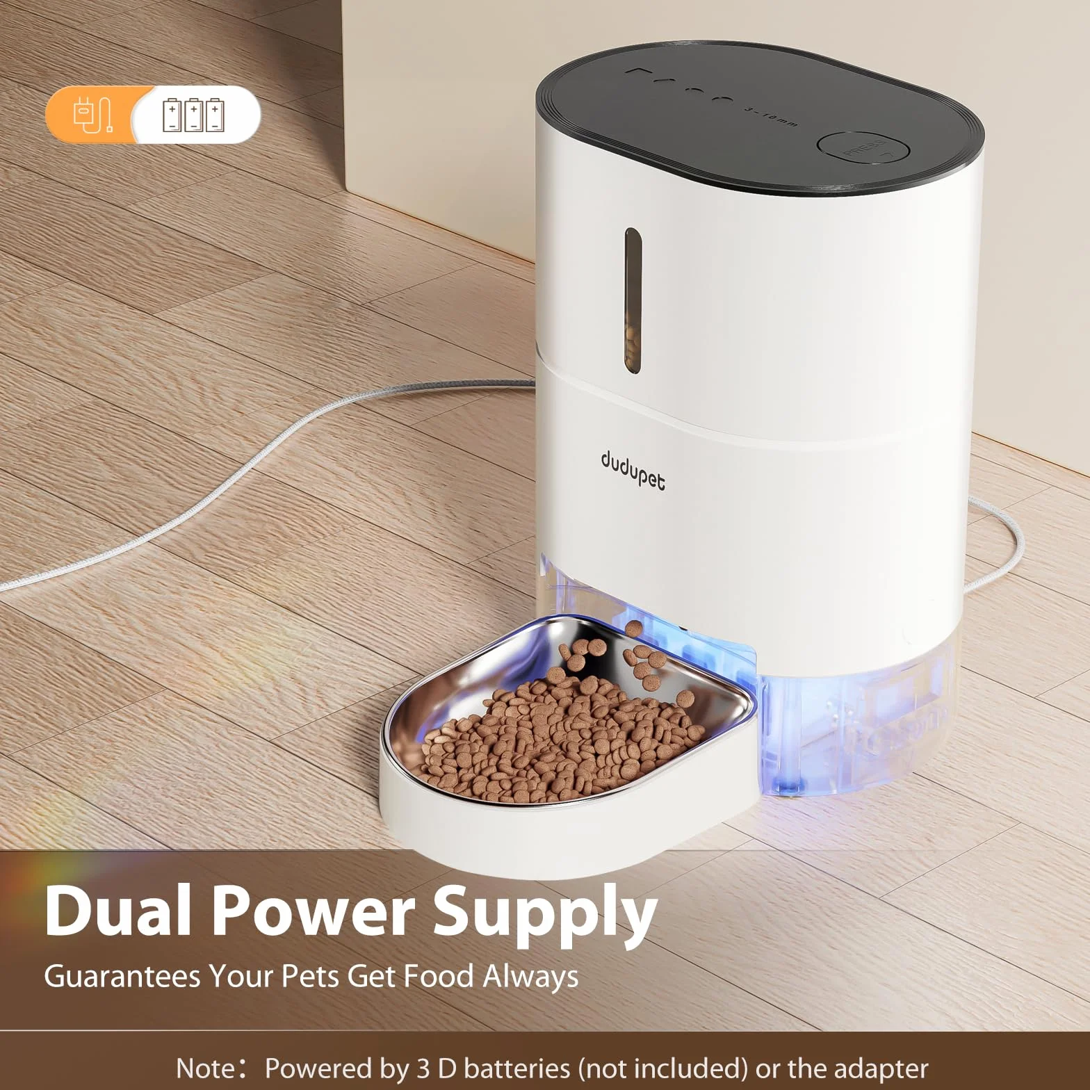 Distributore Automatico Cibo Gatti- Dispenser Cibo Gatti 4L, Controllo Remoto WIFI 2.4G, Registrazione Vocale di 10 Secondi, Ciotola in Acciaio Inossidabile
