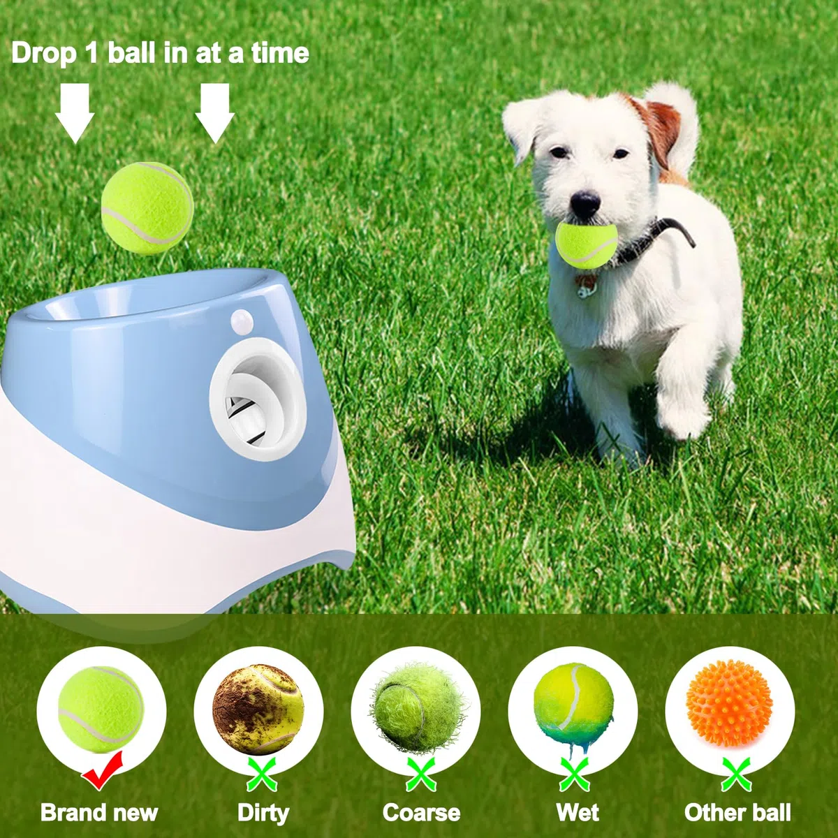 Galatée Lanciatrice Automatica a Sfera, Lanciagranate Per Palline Interattiva, Lanciagrana Automatica Per Cani, Lanciatore Di Palle Per Cani Con 6 Mini Palline Da Tennis(Arancia)