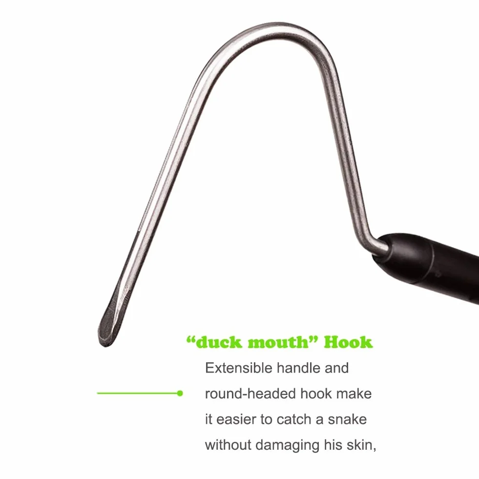 Snake Hook Professional Reptile Grabber Rattle Snake Catcher, Acciaio Inossidabile e Strumento di Fissaggio in Lega di Alluminio, 3 sezioni telescopiche (135cm / 53 inch)