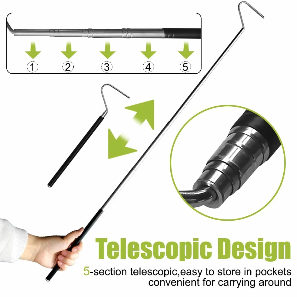 DONGKER Gancio Serpente,102cm/40 Ganci Serpenti Estensibile in Acciaio Inox per Catturare Rettili Controllo in Movimento