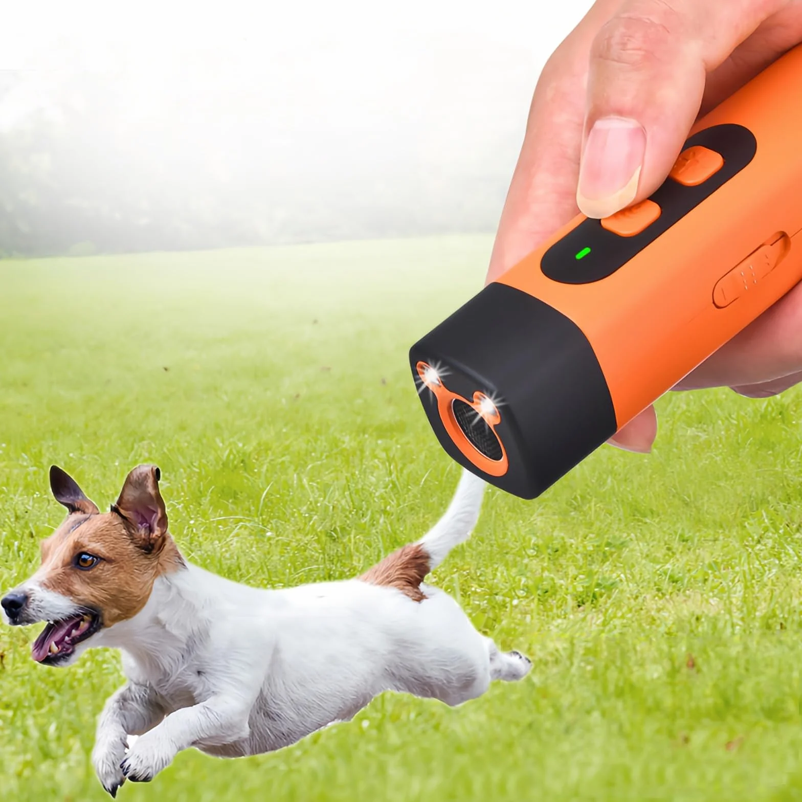 repellente ad ultrasuoni per cani con 3 frequenze regolabili, torcia LED, dispositivo per fermare l'abbaio, ricaricabile, addestramento comportamentale, portatile per cani e animali domestici