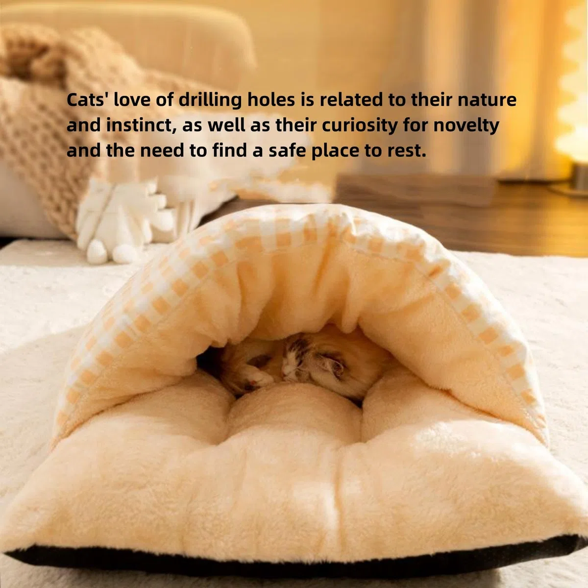 Cat Sleeping Bag, Cat Winter Warm Sleeping Bag, Soft And Comfortable Cat Bed Cave Cozy Cat Beds, Dog Sleeping Bag, Semi-Enclosed Pet Hideaway, Cute Pet Cave Plush Sleeping Bag (Green)