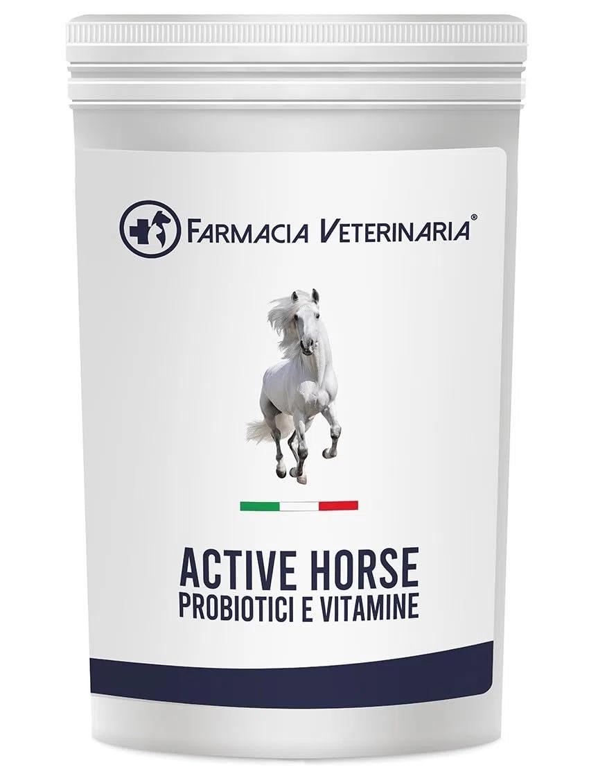 Farmacia Veterinaria Active Horse Probiotici e Vitamine. Rafforza le Difese Immunitarie e Previene Problemi Gastrointestinali. Potenzia il Metabolismo. Previene le Coliche Integratore per Cavalli 1Kg