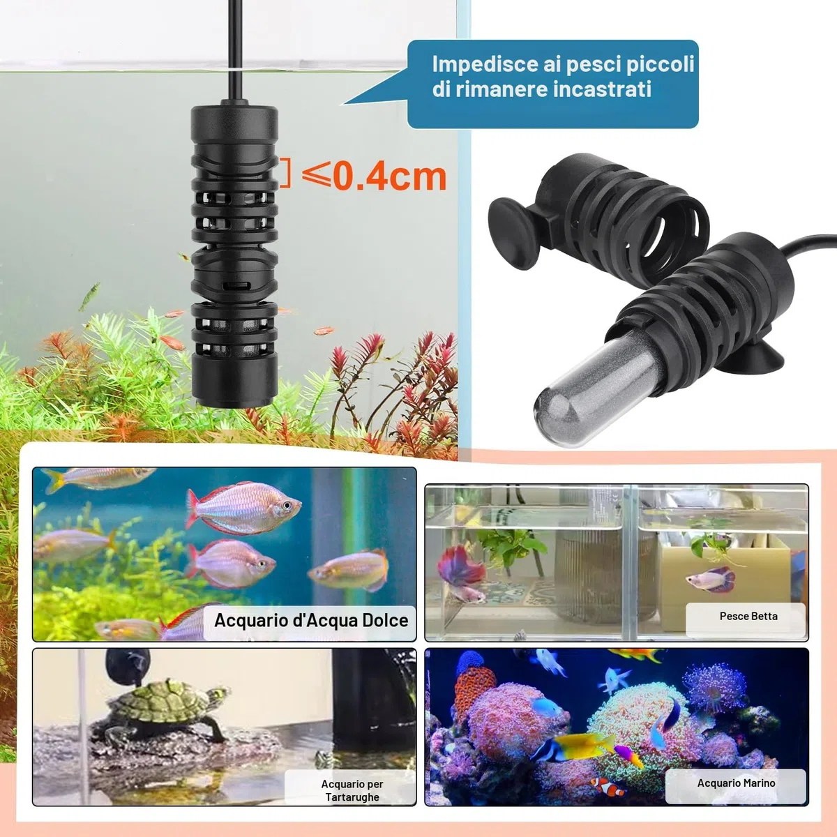 hygger Sommergibile Riscaldatore per Acquario, 25W Mini Fish Tank Heater Aquarium Betta Heater con Digitale Display Controllo for 3-19L Freshwater Aquariums