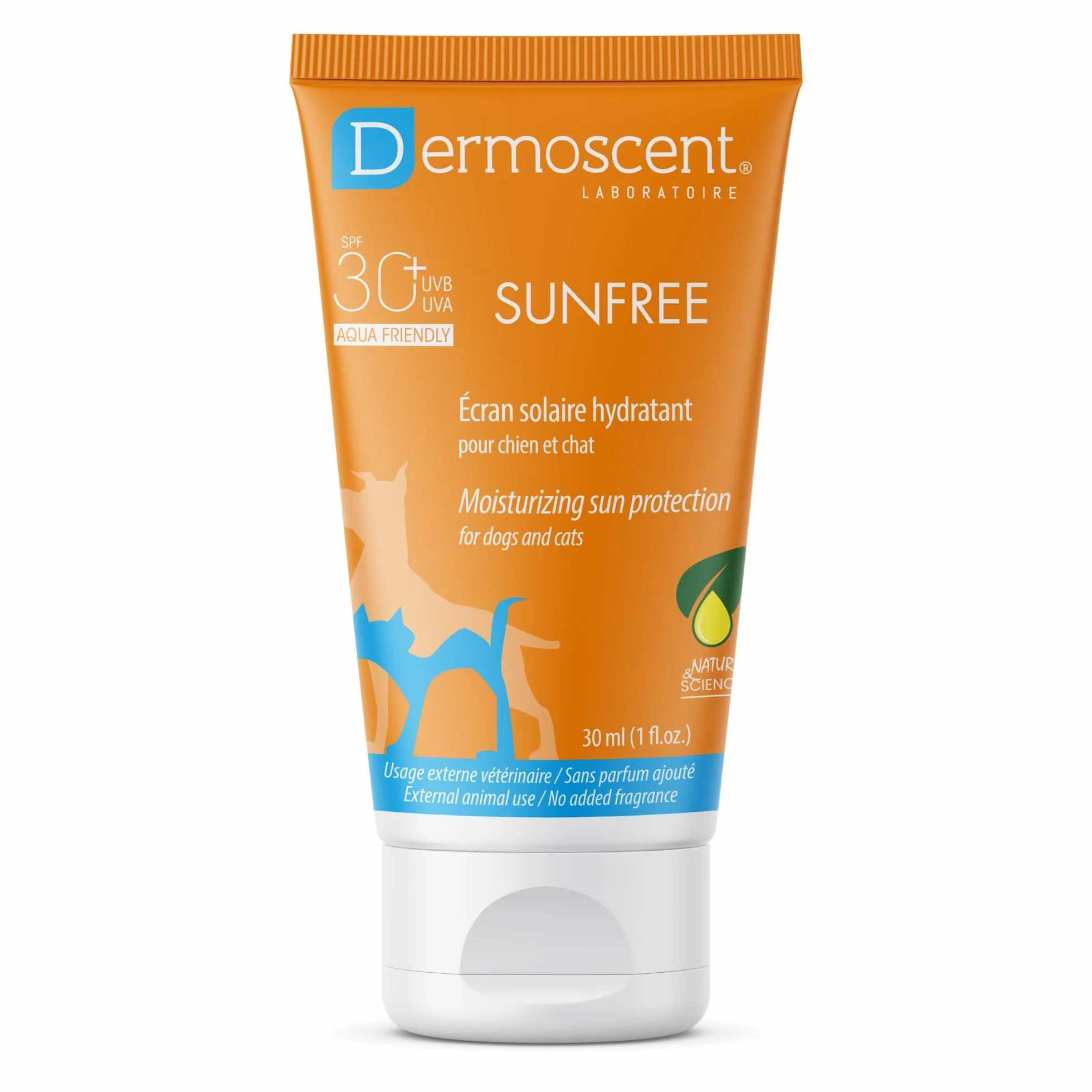 Dermoscent Sunfree - Crema solare per cane e gatto, flacone da 30 ml
