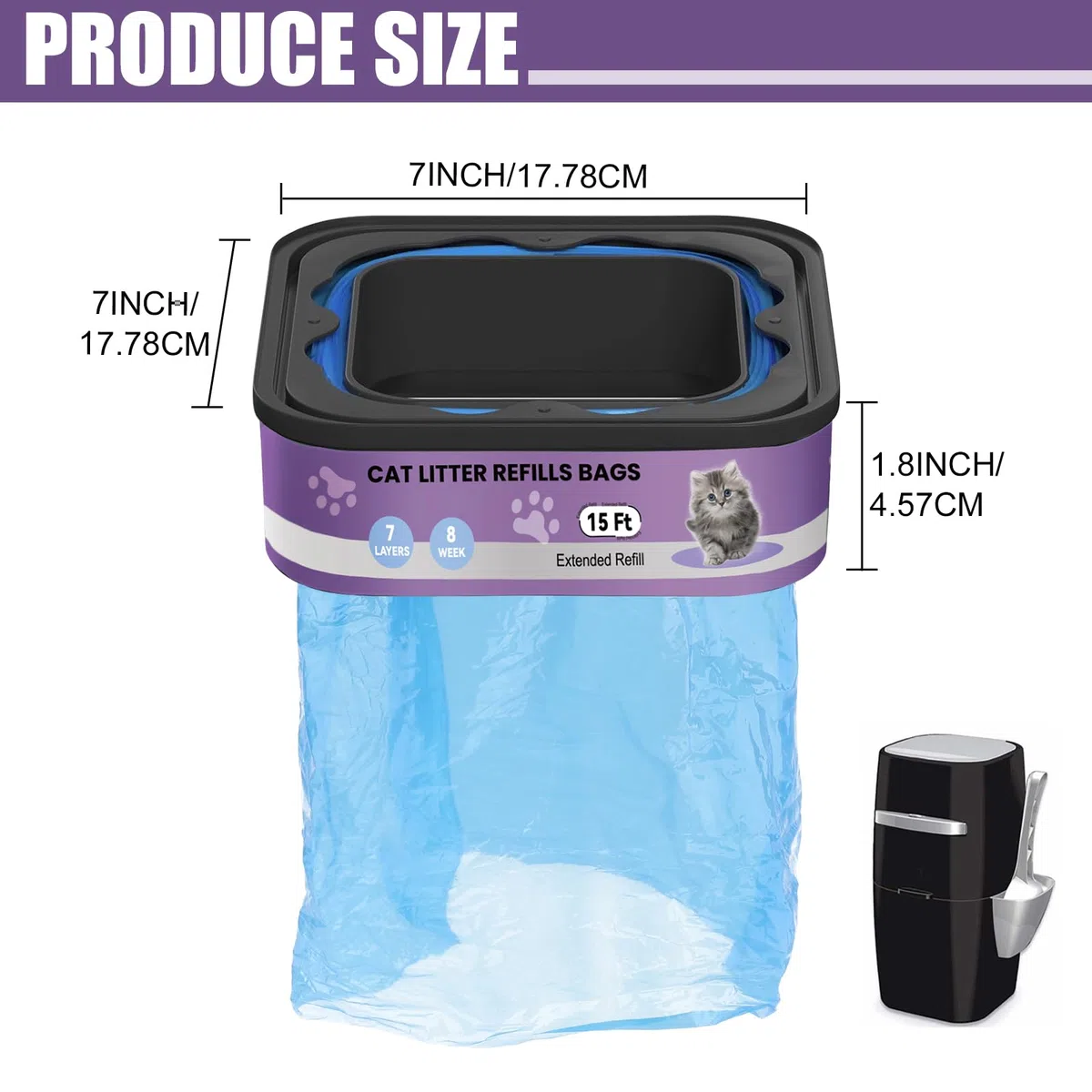 compatibili con i modelli Litter Genie Standard,Plus,XL e Style Box Refills,Controllo dell'odore super potente，Ricarica per Gatti，4,5 m per confezione, 4 ricariche