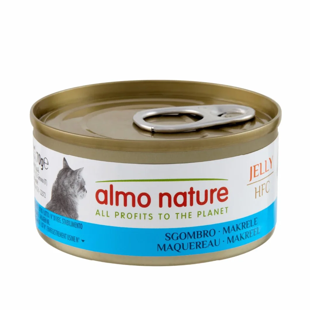 Almo Nature HFC Jelly - Alimento Umido per Gatti Adulti - Sgombro - Human-Grade, Gluten-Free, Monoproteico - 70g (Confezione da 24)