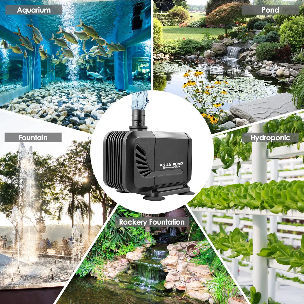 Pompa sommersa 3000l/h,40W,pompa sommersa anfibica per laghetto, pompa ad acqua silenziosa, pompa per laghetto con filtro, testa 2,8 m e 3 ugelli da 19 – 22 – 25 mm, per acquario, laghetto