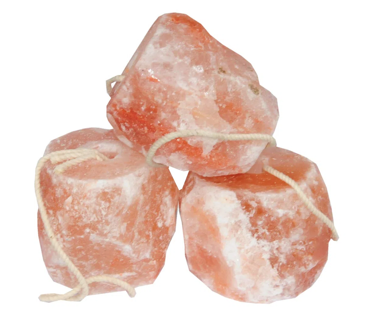 AMKA - Pietra minerale himalayana per leccare il sale, con cordoncino, circa 2-3 kg per pezzo, set da 3 pezzi