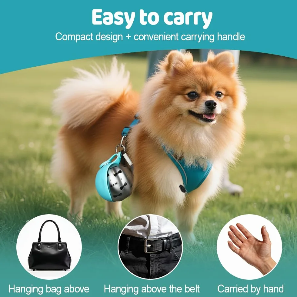 Borraccia portatile per animali domestici, 285ml borraccia compatta in acciaio inossidabile per cani, ciotola da viaggio a prova di perdite per gatti con ciotola pieghevole in silicone per passeggiate