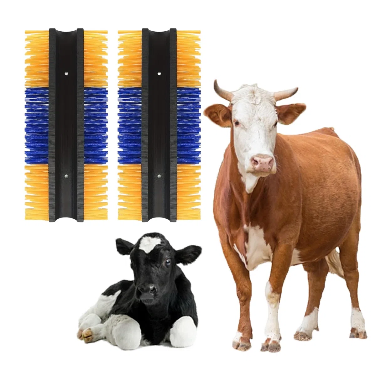 Confezione da 2 spazzole per bestiame, pesanti, per la pulizia automatica della mucca, per cavalli, bovini, pecore, spazzole per la cura degli animali da parete per alleviare il prurito, cura del pelo