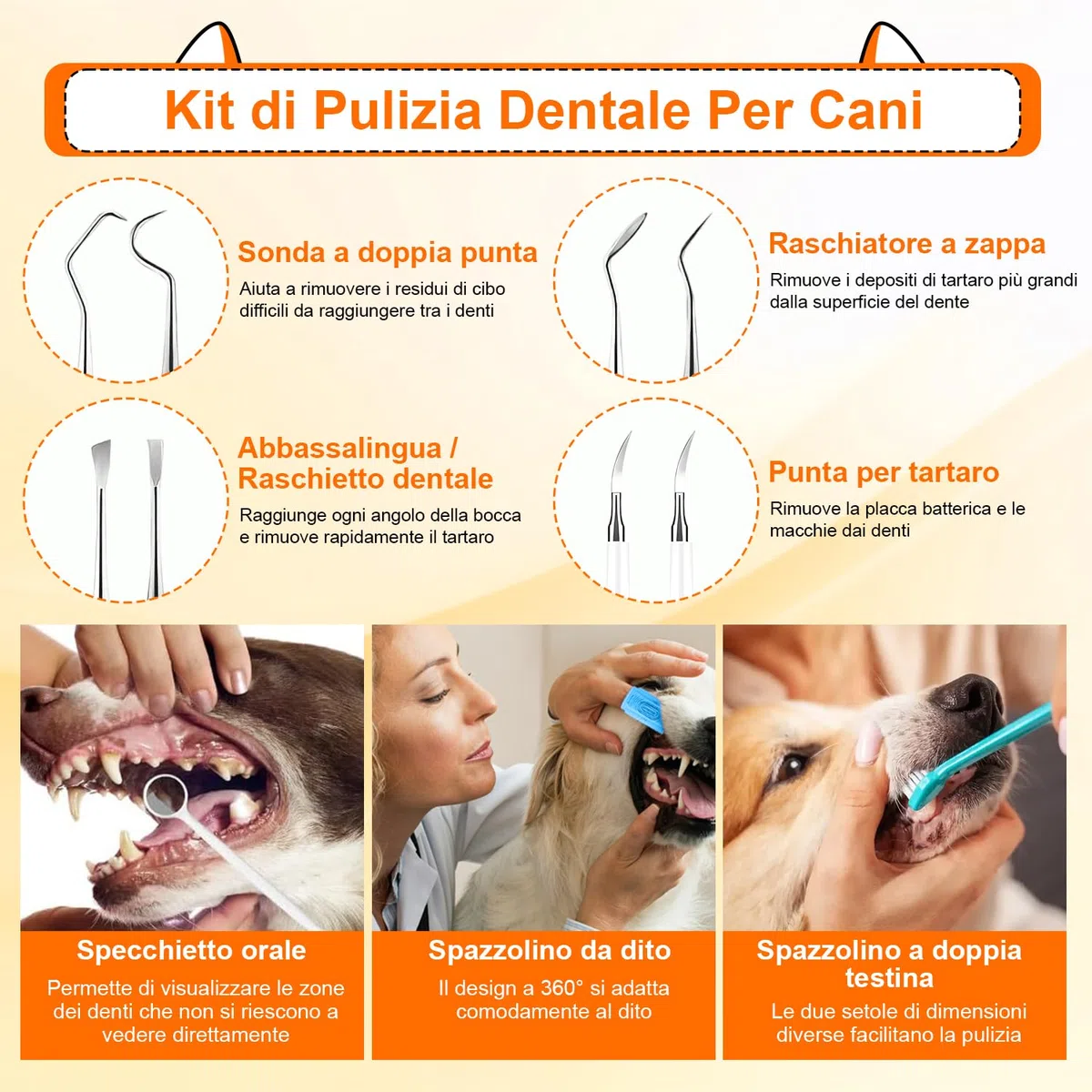 Rimuovi Tartaro Denti Del Tuo Cane, Pulizia Denti Cane, Spazzolino Ultrasuoni Cane, Kit Per L'igiene Dentale Degli Animali Domestici Da 12 Pezzi, 5 Modalità Di Pulizia, Elimina L'accumulo Di Tartaro