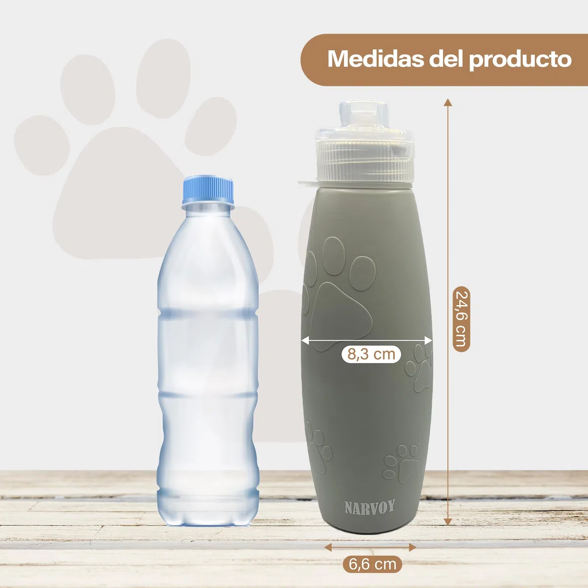 Pipi Cani - Bottiglia per cani da 600 ml, bottiglia per cani in silicone pieghevole e ricaricabile, con nebulizzatore, moschettone e corda regolabile, accessorio per passeggiate