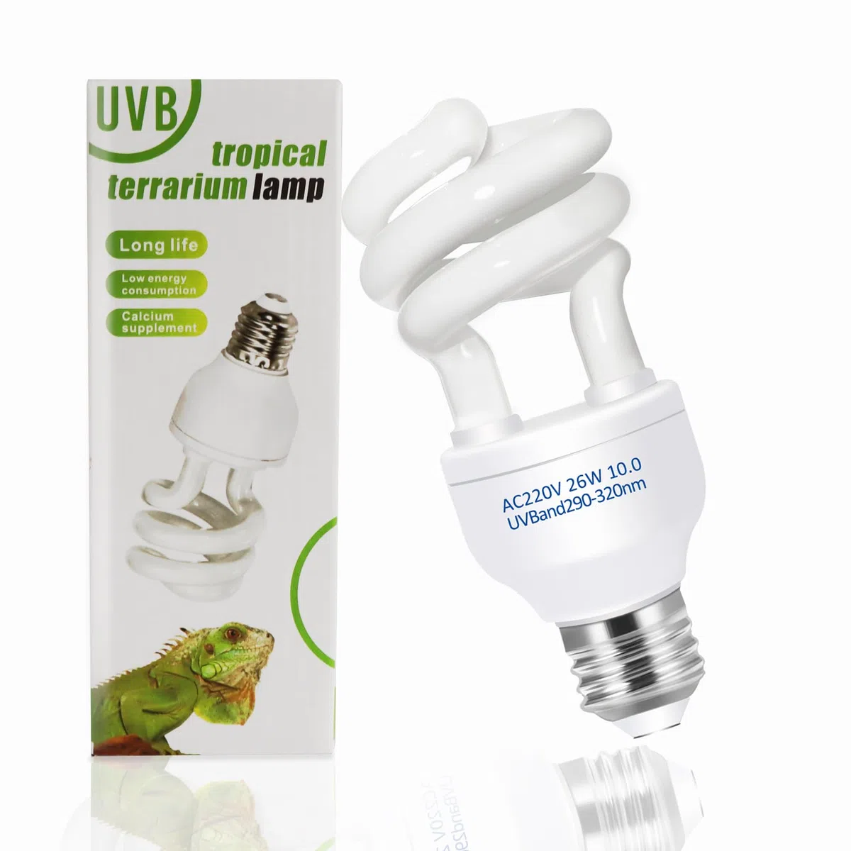 Caldarax Lampada UVB 10.0 per Rettili 26W, E27 UVA UVB Lampadina Tartaruga, AC 220V Lampada Fluorescente Compatta per Lucertole, Serpente, Camaleonte, Draghi Barbuti