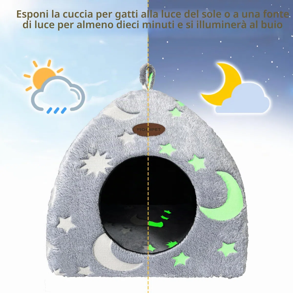Cuccia per Gatti con Cuscino di Flanella Casetta per Gatti da Interno Tenda per Gatti Grotta per Gatto Domestici e Piccoli Animali 33x33x35cm