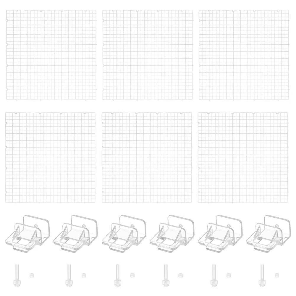 BENECREAT 6 pz Coperchio Trasparente per Acquario, Copertura Superiore per Acquario Quadrato da 29.7x29.7x0.7cm, Pannello Isolante in Griglia di Plastica con 6 Clip per Pannello di Copertura