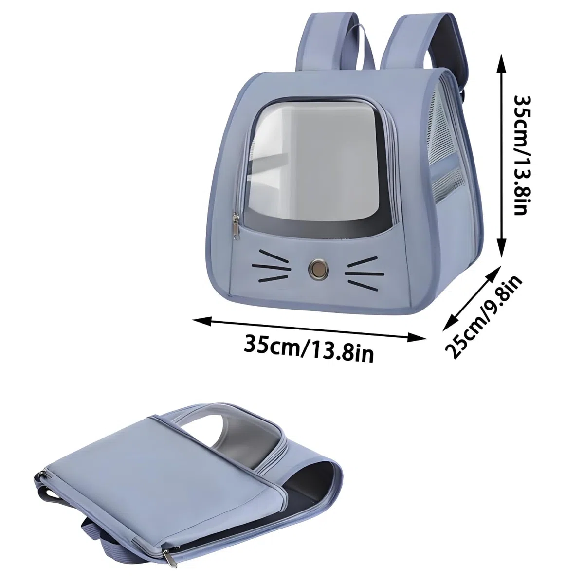Zaino Gatto Trasporto, Borsa Da Ventilata Per Zaino, Zainetto Trasportino Gatto Pieghevole, Trasportino Ventilato Per Gatti, Con Finestra Trasparente, Per Animali Domestici Di Peso Inferiore a 6,5 Kg