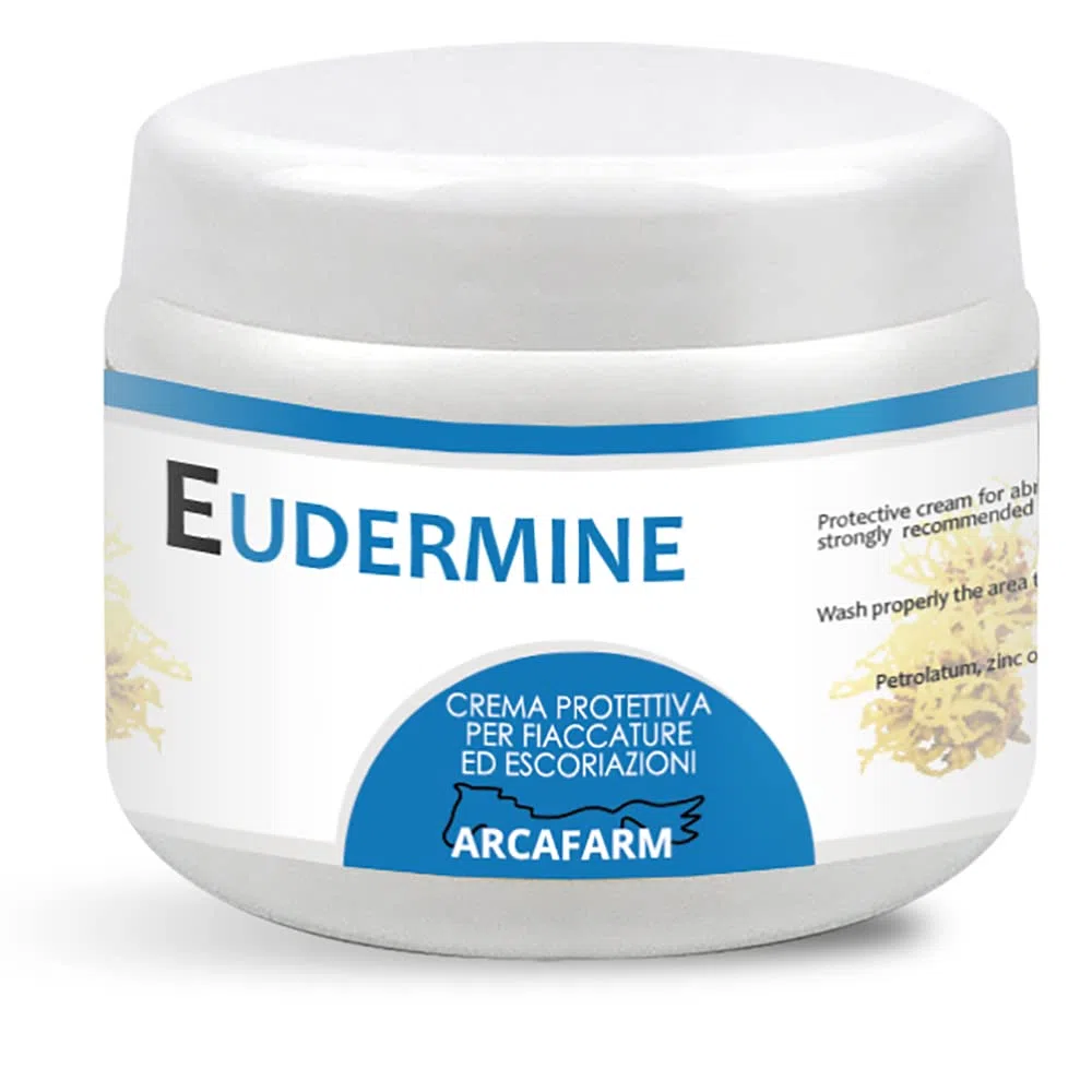 Crema pomata per ferite cavalli cani gatti 500 ml Eudermine, rimedio contro fiaccature, ragadi, escoriazioni, lesioni cute, dermatiti, punture, favorisce cicatrizzazione, 100% naturale e Made in Italy