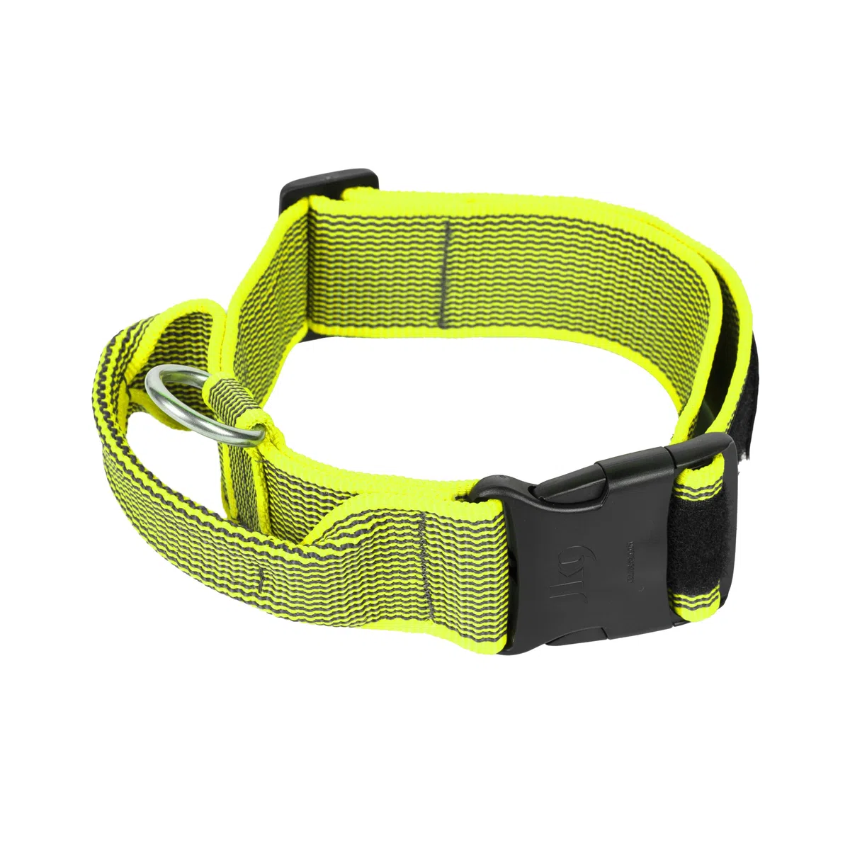 Julius-K9 Collare Color & Gray con Manico richiudibile, Chiusura di Sicurezza ed Adesivi intercambiabili, 50 mm (49-70 cm), Neon-Grigio