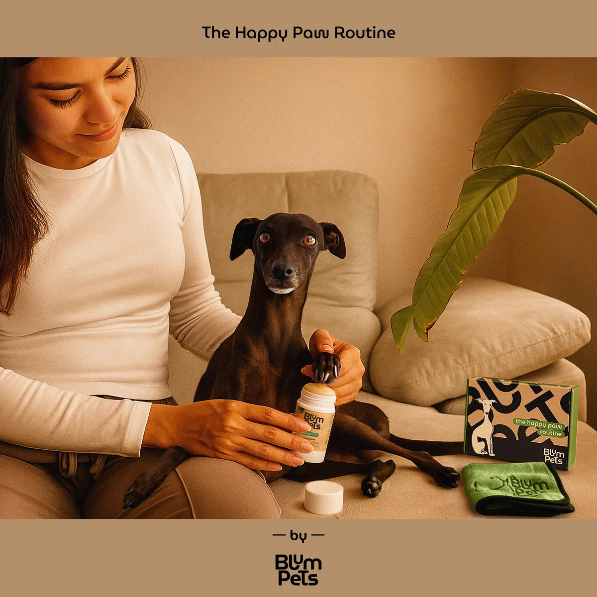 La Routine delle Zampe - Kit Balsamo Polpastrelli Cane in Stick Asciugamano in Microfibra e Astuccio Regalo Vegano Naturale Idrata e Protegge la Pelle Screpolata Sicuro da Leccare