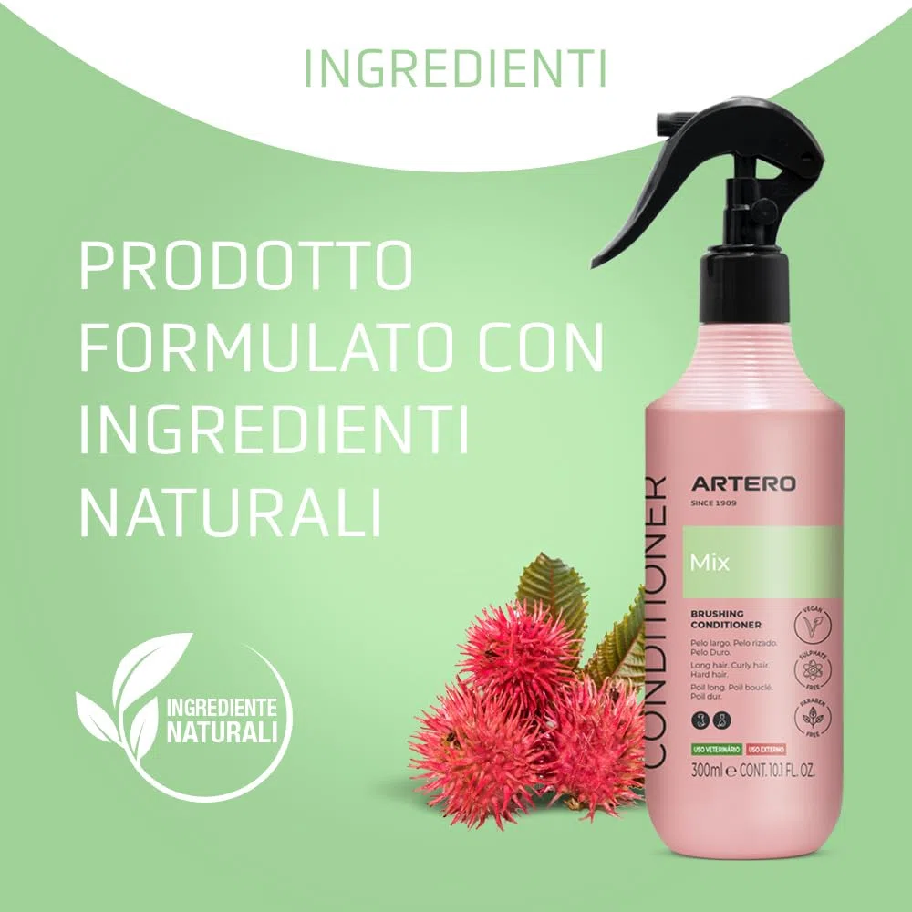 Artero Mix Conditioner senza risciacquo per cani e gatti, districante idratante e lucidante, spray anti-statico per pelo secco o annodato, cura professionale del mantello, 300 ml
