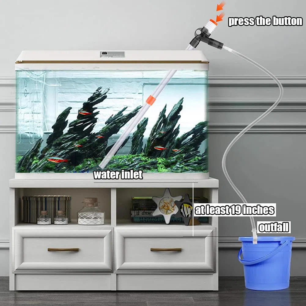 Aspirarifiuti Per Pulizia Acquario, Sifone Aspirarifiuti Acquario, Pompa Sifone Acquario, Fish Tank Ghiaia Cleaner, Con Pulsante Pressione Dell'aria, per Cambia L'acqua, Lava Sabbia, Succhia Feci