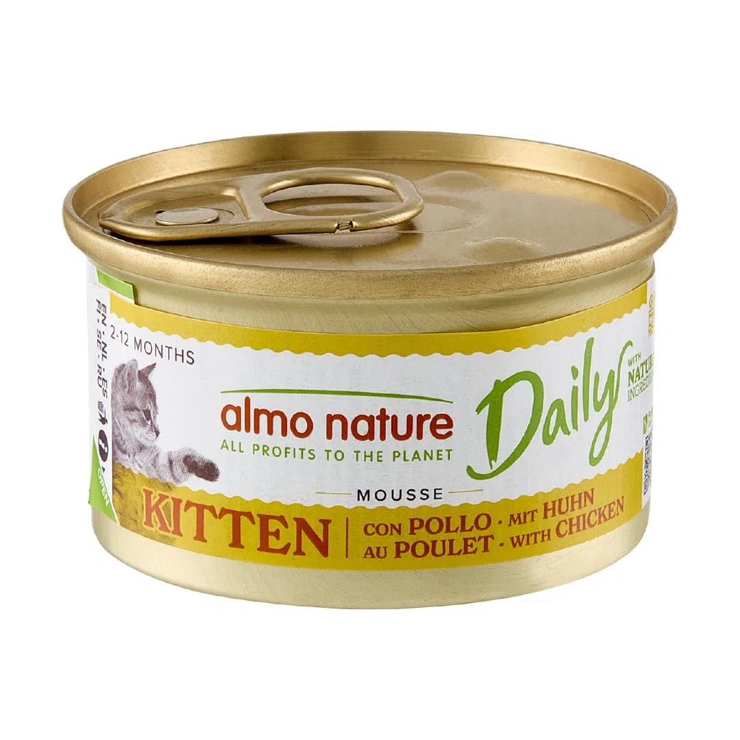 almo nature Daily - Kitten - Cibo Umido per Gattini - Mousse - Pollo - 85 g, Confezione da 24