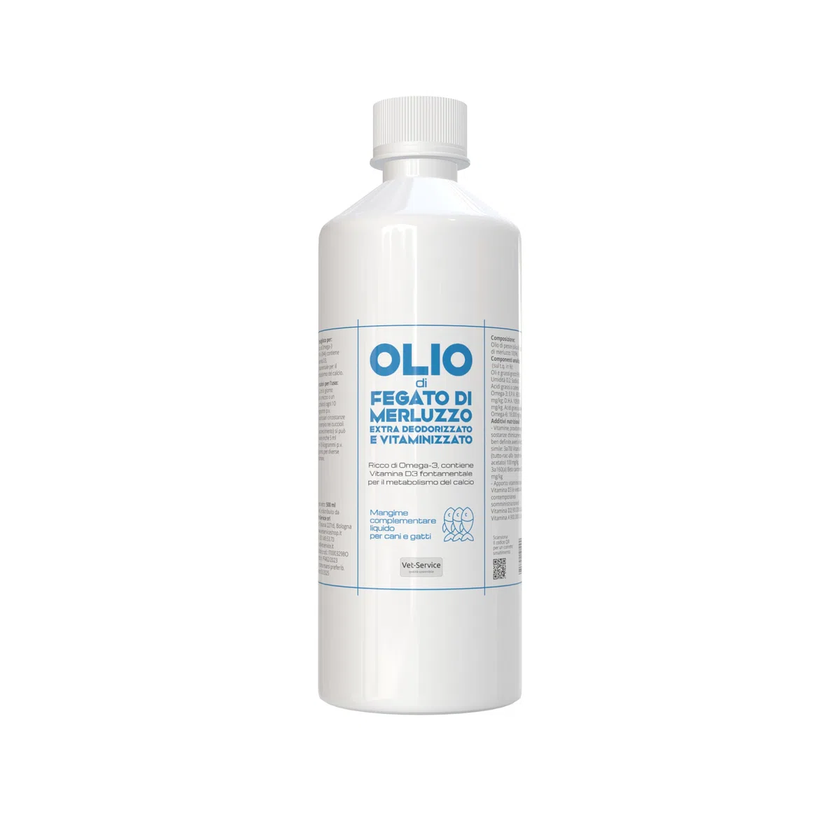 Olio di Fegato di Merluzzo 100% | 1 litro | Integratore liquido per cani e gatti | Ricco di EPA e DHA, con Vit. D3 in Forma Naturale, Deodorizzato, non ha il cattivo odore tipico dell'olio di pesce